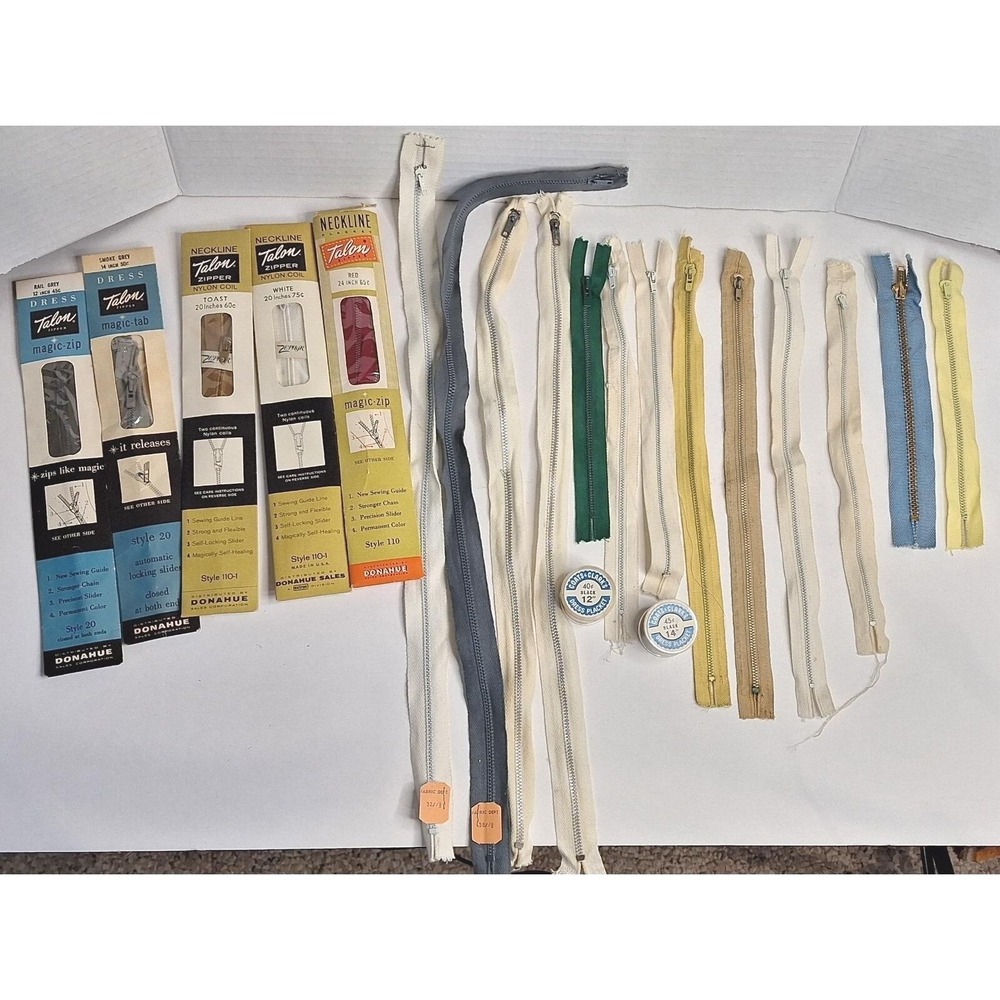 Lot Of 20 Talon Zippers 9 12 14 20 25 22 Inches Vtg